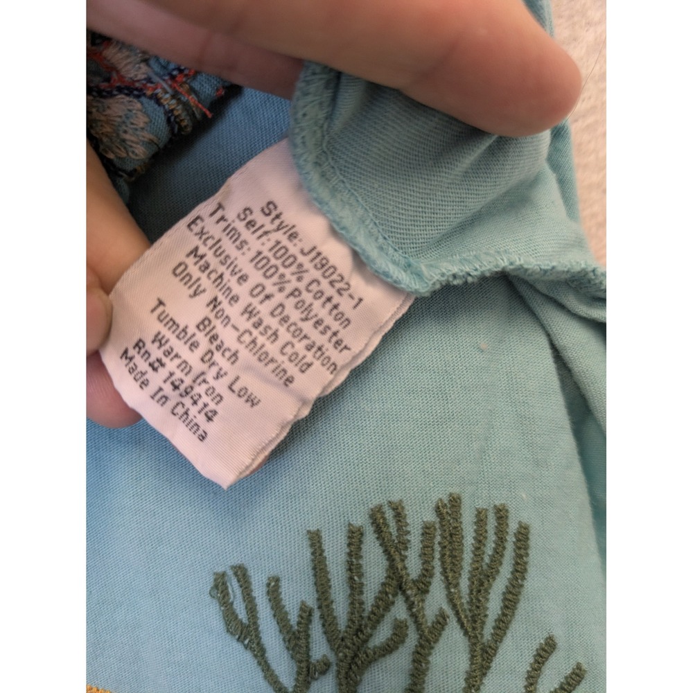 NEW Johnny Was Relaxed Drape Tee Women's XS Blue Embroidered Butterfly - Picture 10 of 13